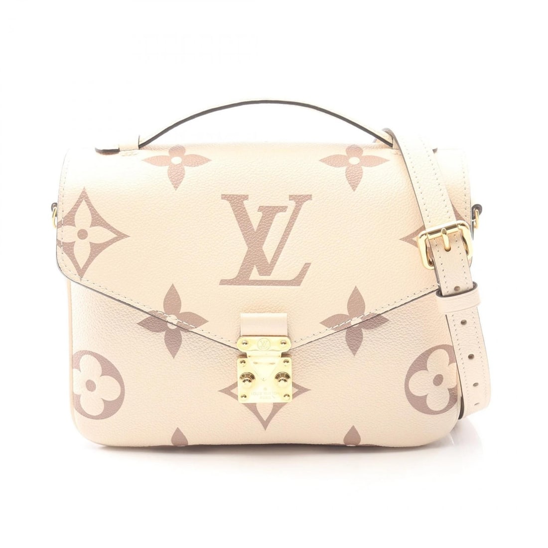 LOUIS VUITTON POCHETTE METIS MM CROSSBODY HANDBAG: LOUIS VUITTON Pochette Metis MM Crossbody Handbag Brand: LOUIS VUITTON Type: Handbag Material: Monogram empreinte × leather Color: claim / Beige??ish colors Size: H:18.5cm x W:24cm x D:6.5cm (H:7