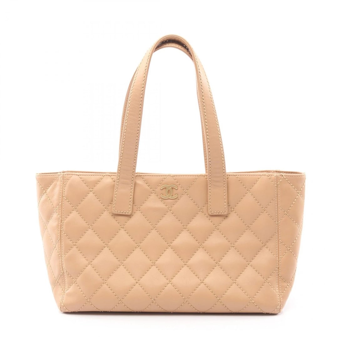 CHANEL WILD STITCH TOTE SHOULDER BAG LEATHER BEIGE (1 of 10)
