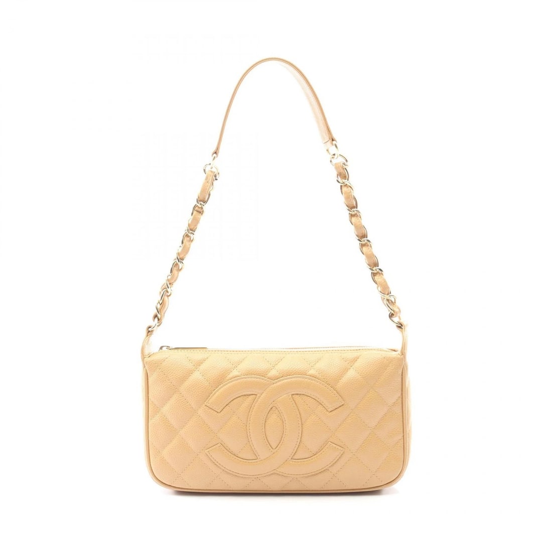 CHANEL MATELASSE CHAIN SHOULDER BAG: CHANEL Matelasse Chain Shoulder Bag Brand: CHANEL Type: Shoulder Bag Material: Grained Calfskin leather Color: Beige??ish colors Size: H:14cm x W:24cm x D:4cm (H:5.5" x W:9.4" x D:1.6") Accessori