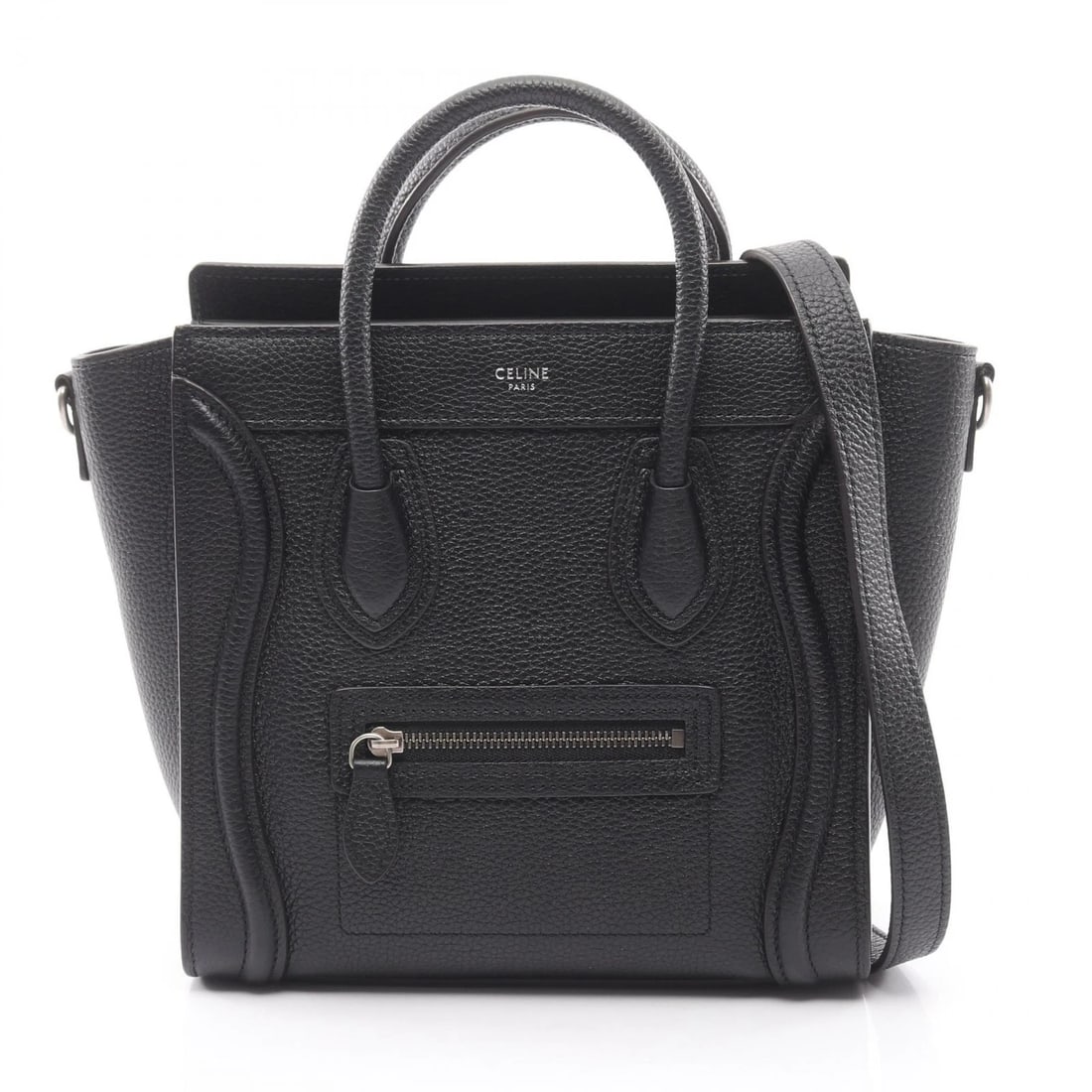 CELINE LUGGAGE NANO SHOPPER SHOULDER CROSSBODY HANDBAG: CELINE Luggage Nano Shopper Shoulder Crossbody Handbag Brand: CELINE Type: Handbag Material: leather Color: Black??ish colors Size: H:20cm x W:20cm x D:9cm (H:7.9" x W:7.9" x D:3.5") Accessories: