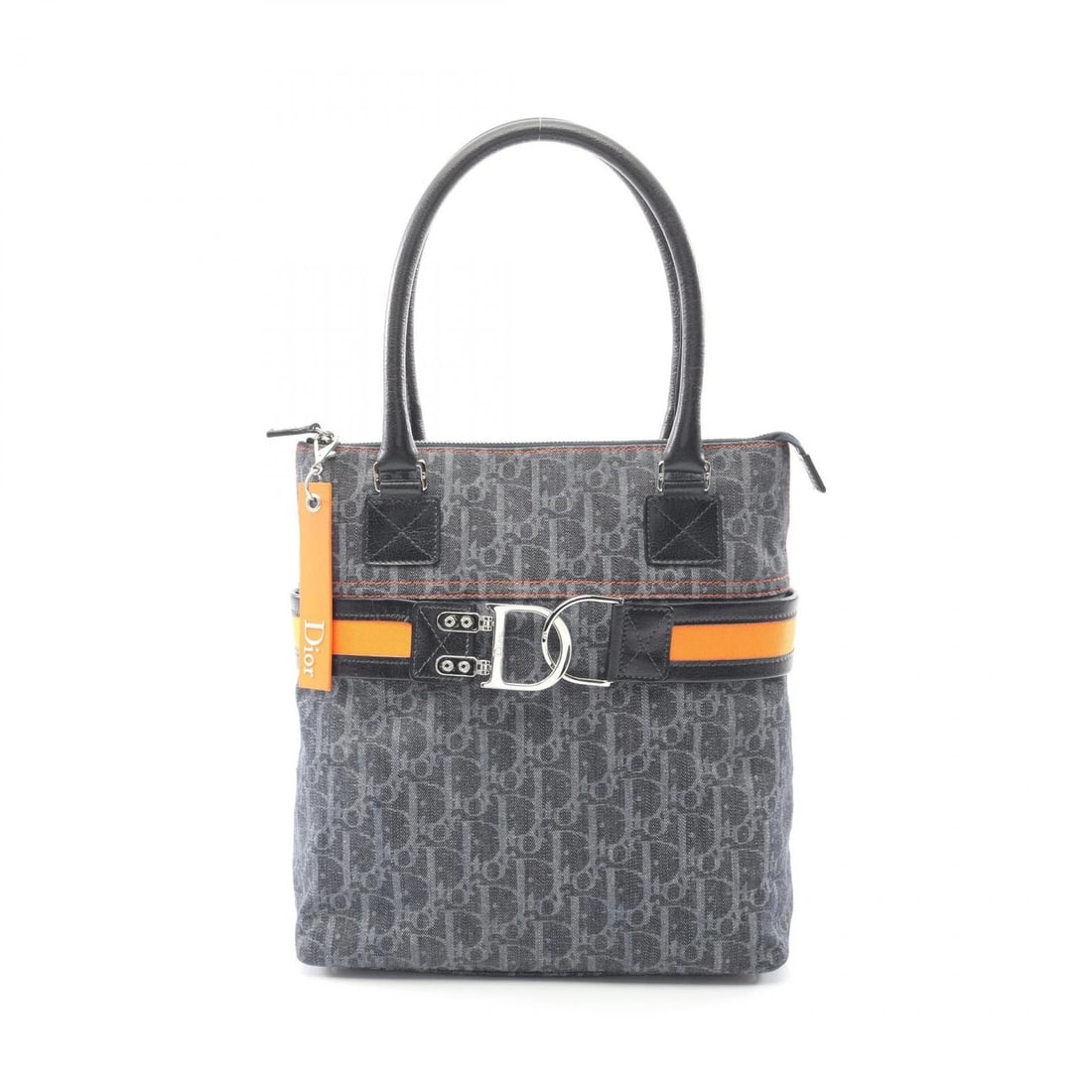 DIOR FLIGHTLINE TROTTER TOTE HAND BAG DENIM LEATHER: Dior Flightline trotter Tote Hand Bag denim leather Brand: Dior Type: Tote Bag Material: denim × leather Color: Navy??ish colors × Black??ish colors × Orange??ish colors Size: H:27cm x W:25cm x