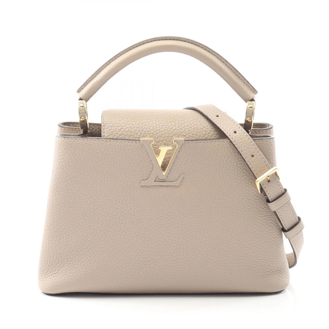 LOUIS VUITTON CAPUCINE BB SHOULDER HANDBAG: LOUIS VUITTON Capucine BB Shoulder Handbag Brand: LOUIS VUITTON Type: Handbag Material: Taurillon Clemence Leather × leather Color: Galet / Beige??ish colors Size: H:18cm x W:27cm x D:9cm (H:7.1"