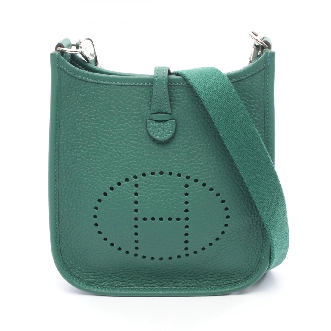 HERMES EVELYNE TPM SHOULDER BAG CLEMENCE: HERMES Evelyne TPM Shoulder Bag Clemence Brand: HERMES Type: Shoulder Bag Material: Taurillon Clemence × leather × Taurillon Clemence Color: Green??ish colors Size: H:18cm x W:16.5cm x D:5.5cm (