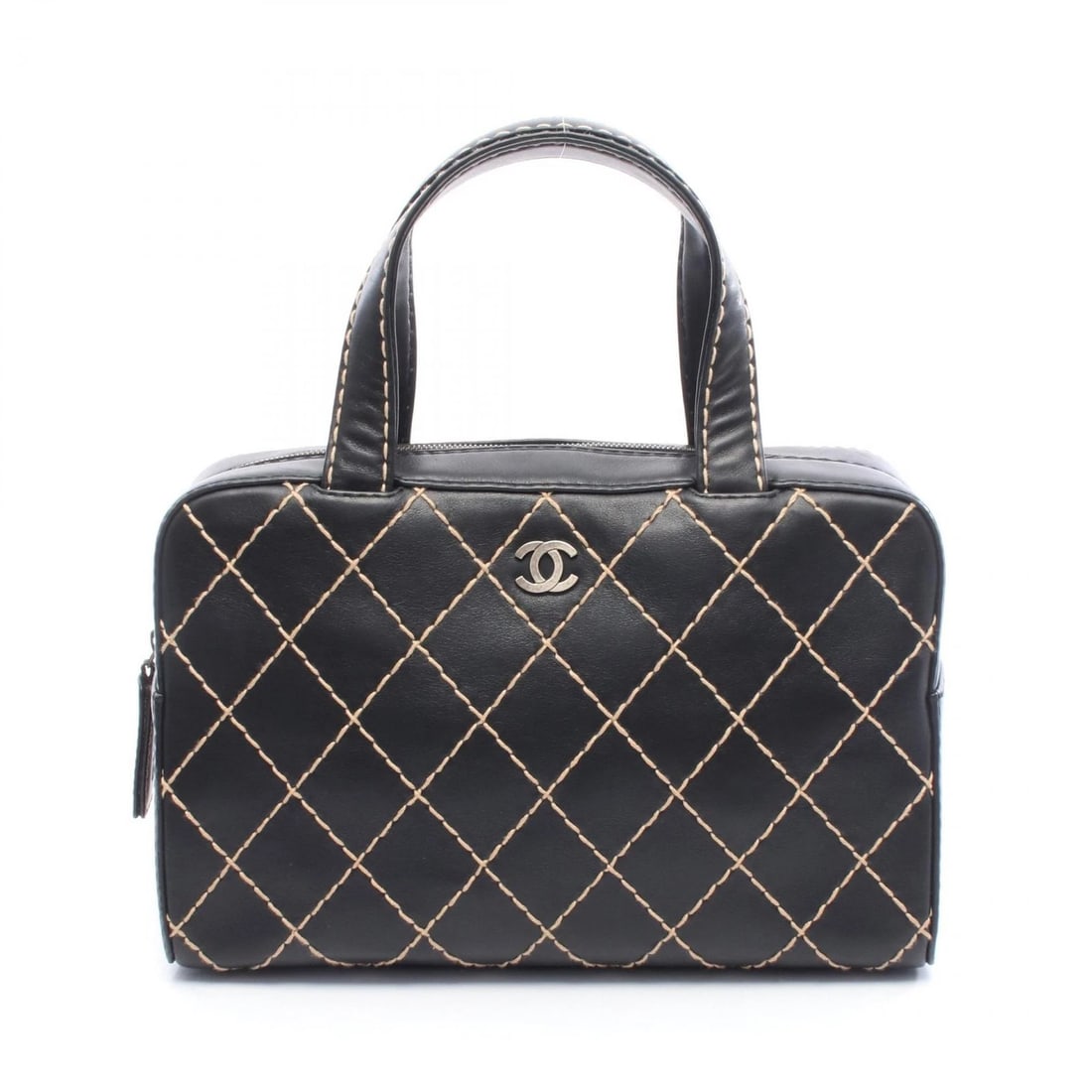 CHANEL WILD STITCH HANDBAG LEATHER BLACK (1 of 7)