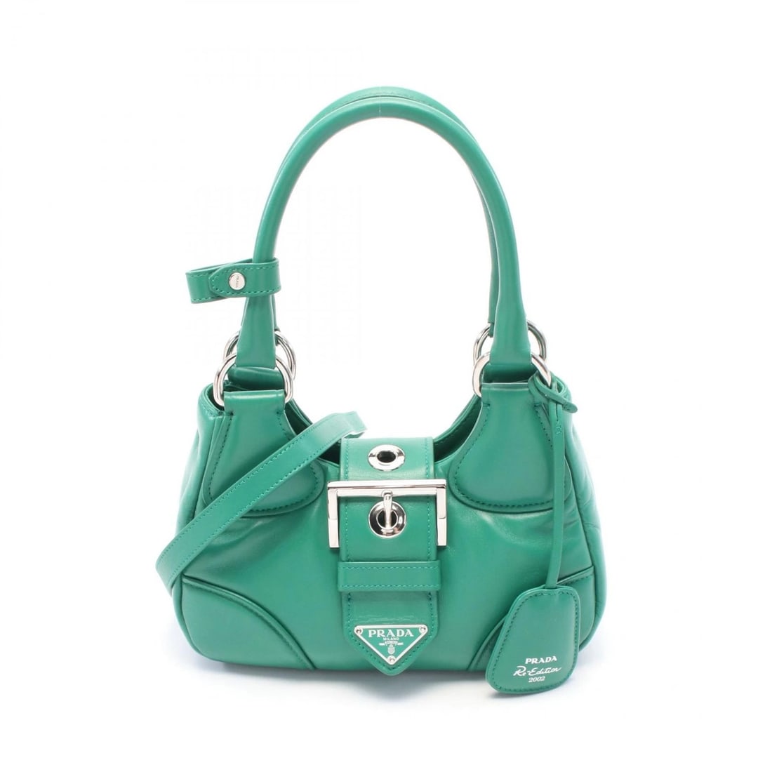 PRADA MOON 2WAY SHOULDER HANDBAG: PRADA MOON 2way Shoulder Handbag Brand: PRADA Type: Handbag Material: leather Color: H:13cm x W:22cm x D:7.5cm (H:5.1" x W:8.7" x D:3.0") Size: H:13cm x W:22cm x D:7.5cm (H:5.1" x W:8.7" x D:3.0")