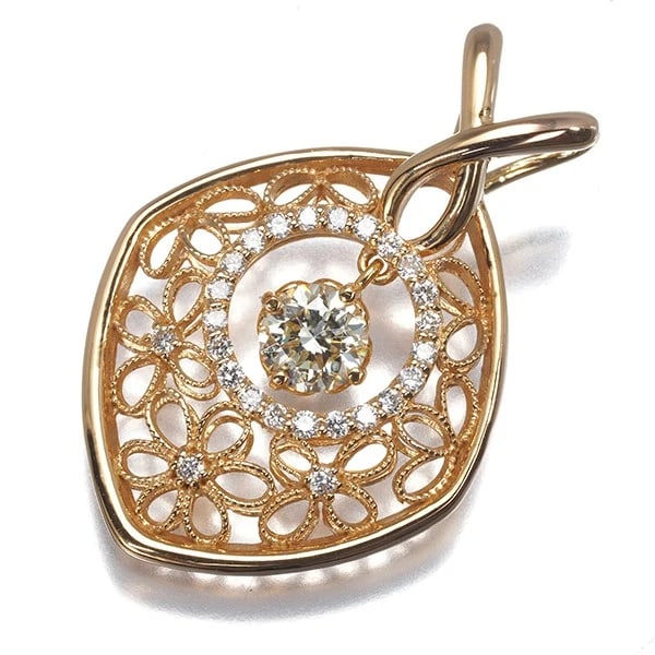AMBROSE PENDANT DIAMOND FLOWER OPENWORK: Ambrose Pendant Diamond Flower Openwork Brand: Ambrose Type: Pendant Material: 18K / 750 / Rose Gold Main Stone/Creation Natural Color: Rose Gold Size: Design size: 24.7 x 17.0mm Bail inner