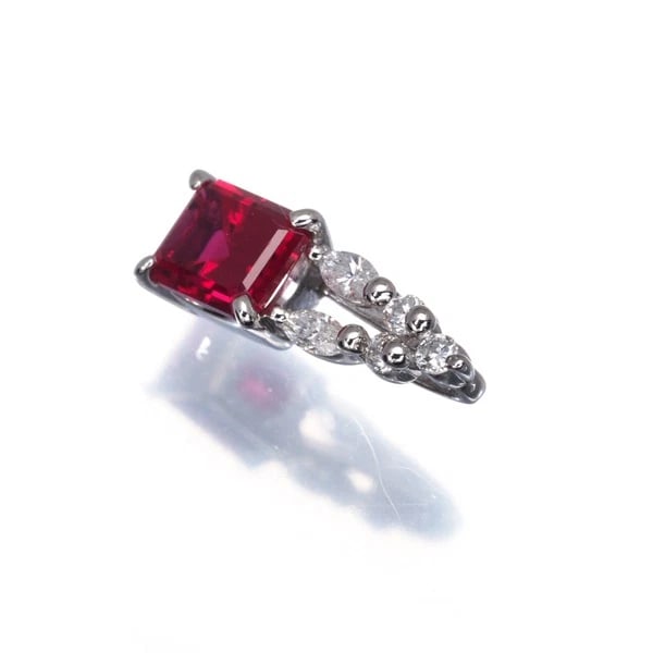 CRESCENT VERT PENDANT LAB-CREATED RUBY DIAMOND - 2