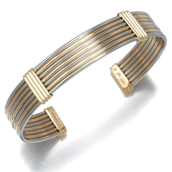 CARTIER BRACELET BICOLOR BANGLE CUFF 18K 750: Cartier Bracelet Bicolor Bangle Cuff 18K 750 Brand: Cartier Type: Bracelet Material: 18K / 750 / Yellow Gold STEEL / Stainless Steel Color: Yellow Gold Size: Inner circumference: 17cm Bracelet