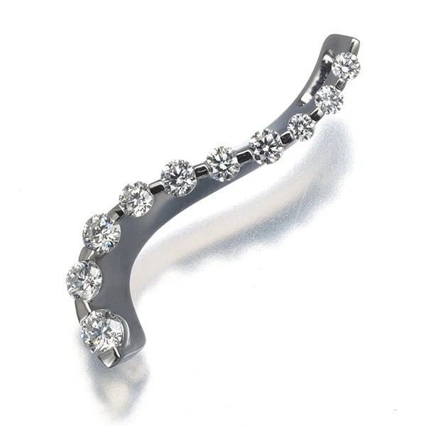 DIAMOND WAVE PENDANT 900 PLATINUM: Diamond Wave Pendant 900 Platinum Brand: Unbranded Type: Pendant Material: 900 / Platinum Main Stone/Creation Natural Color: Platinum Size: Design size: 23.6 x 6.5mm Bail inner diameter: 3.4 x