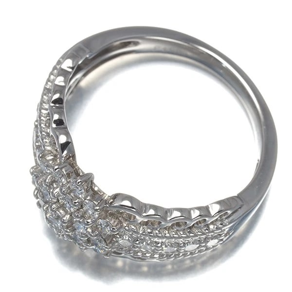 DIAMOND PAVED FLOWER RING 950 PLATINUM - 3