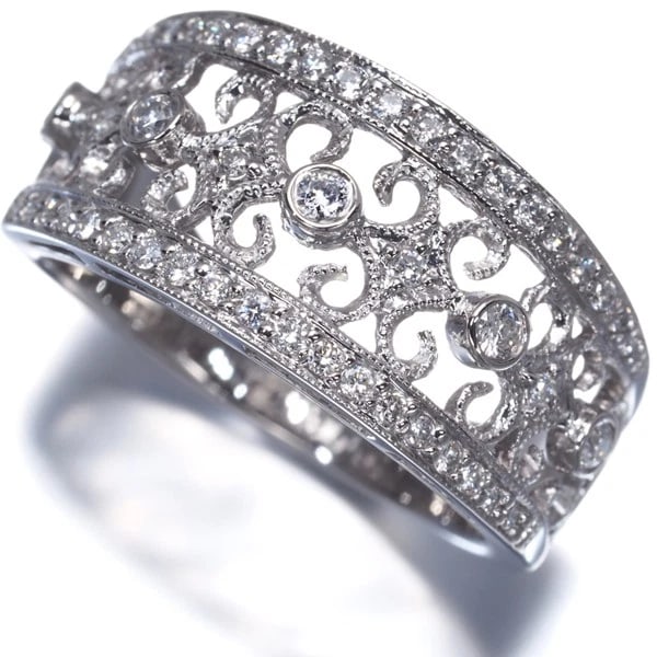 DIAMOND MILGRAIN RING 900 PLATINUM (1 of 3)