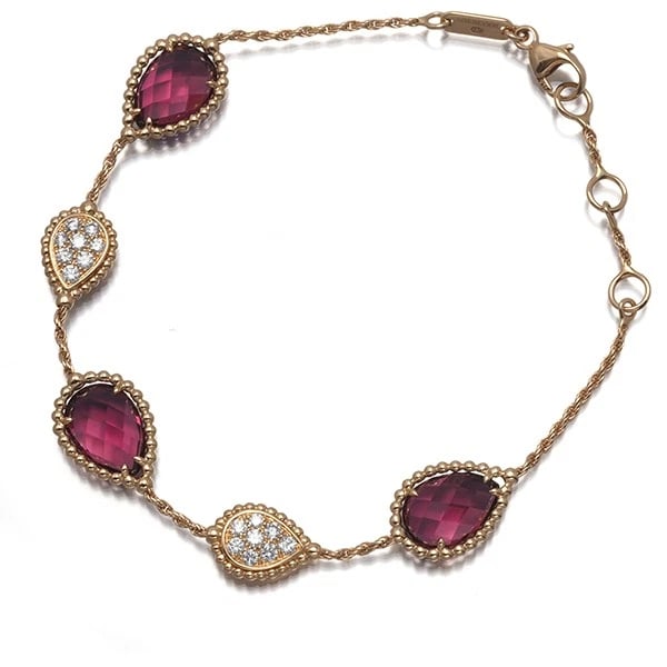 BOUCHERON BRACELET RHODOLITE GARNET SERPENT BOHEME STATION: Boucheron Bracelet Rhodolite Garnet Serpent Boheme Station Brand: BOUCHERON Type: Bracelet Material: 18K / 750 / Rose Gold Main Stone/Creation Natural Color: Rose Gold Size: Inner circumference: 1