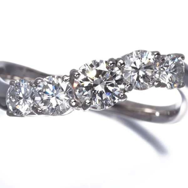 DIAMOND WAVE RING 900 PLATINUM - 2