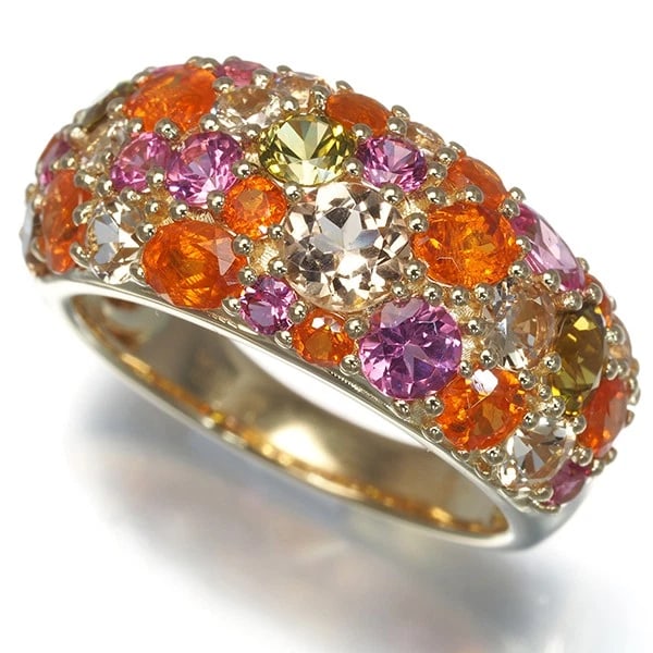GARNET IMPERIAL TOPAZ SAPPHIRE TOURMALINE RING: Garnet Imperial Topaz Sapphire Tourmaline Ring Brand: Unbranded Type: Ring Material: 18K / 750 / Yellow Gold Main Stone/Creation Natural Color: Yellow Gold Size: US 6.5 - 6.75 Accessories: