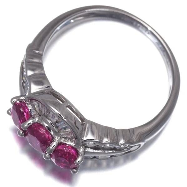 RUBY DIAMOND CLASSIC RING 900 PLATINUM - 3