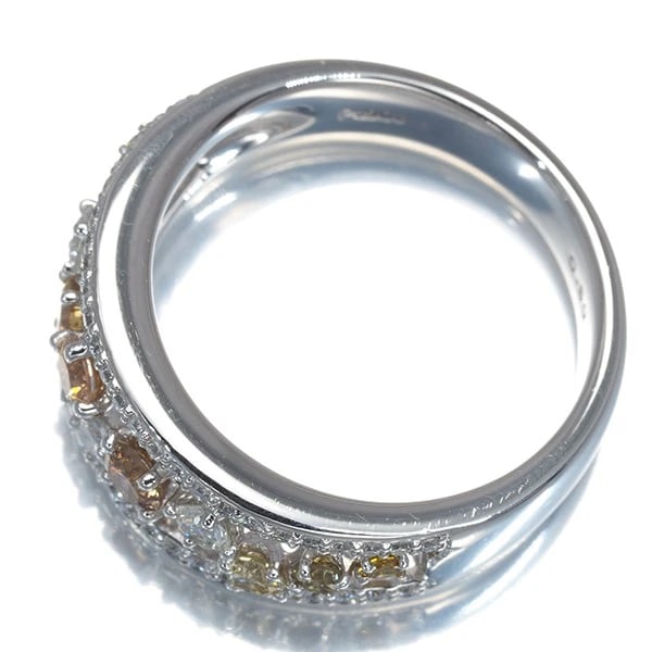 YELLOW &BROWN &CLEAR DIAMOND OPENWORK RING - 3