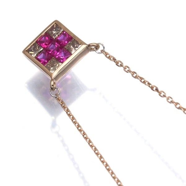 GSTV NECKLACE RUBY BROWN DIAMOND SQUARE - 2