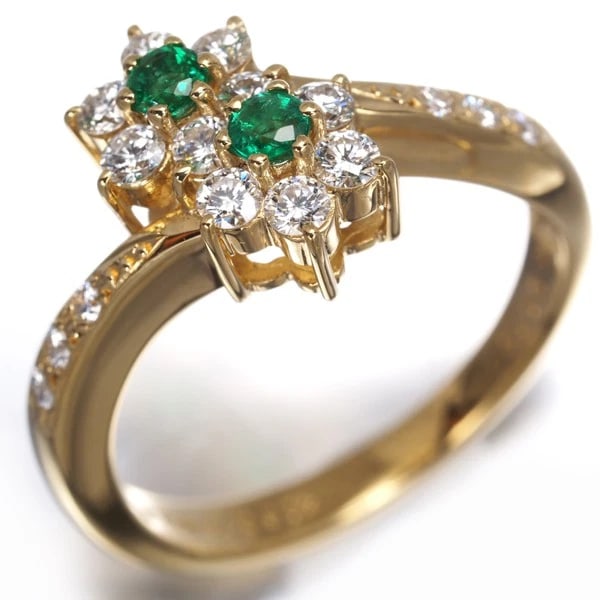 MIKIMOTO RING EMERALD DIAMOND FLOWER - 3