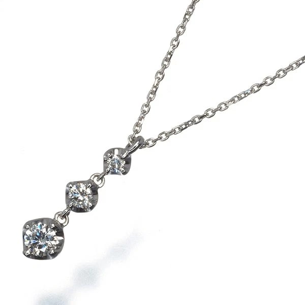 NECKLACE DIAMOND 3P DROP 18K 750 WHITE GOLD (1 of 3)