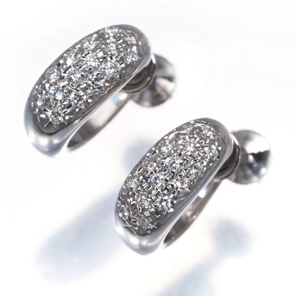 TASAKI EARRINGS DIAMOND PAVED HOOP - 2
