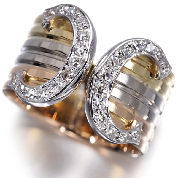 CARTIER RING DIAMOND 2C DOUBLE C C2 SINGLE-CUT 3COLOR: Cartier Ring Diamond 2C Double C C2 Single-cut 3color Brand: Cartier Type: Ring Material: 18K / 750 / Yellow Gold 18K / 750 / White Gold 18K / 750 / Rose Gold Main Stone/Creation Natural Color: Yel