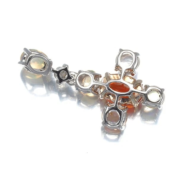 OPAL DIAMOND CROSS DROP PENDANT - 3