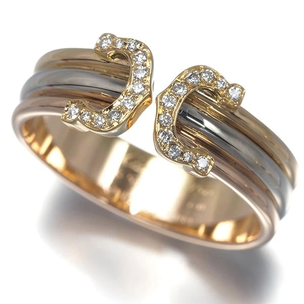 CARTIER RING DIAMOND 2C DOUBLE C C2 3COLOR SM (1 of 3)