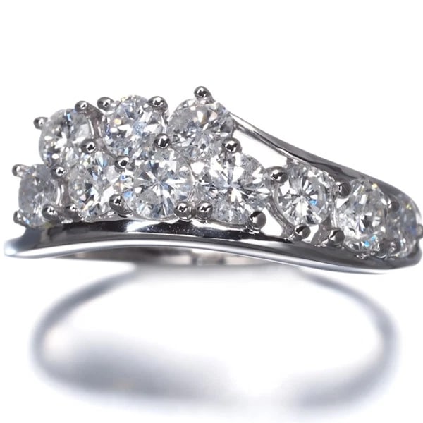 DIAMOND WAVE RING 900 PLATINUM - 2