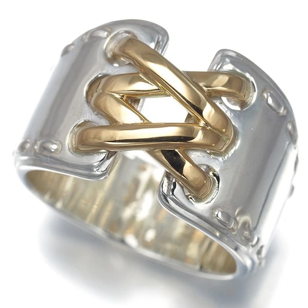 HERMES RING MEXICO 925 STERLING SILVER: HERMES Ring Mexico 925 Sterling Silver Brand: HERMES Type: Ring Material: 925 / Sterling Silver 18K / 750 / Yellow Gold This item has a hallmark K18. Color: SilverYellow Gold Size: US 5.25 - 5.5