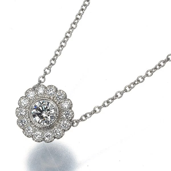 TIFFANY&CO. NECKLACE DIAMOND ENCHANT FLOWER MILGRAIN: Tiffany&Co. Necklace Diamond Enchant Flower Milgrain Brand: Tiffany & Co. Type: Necklace Material: 950 / Platinum Main Stone/Creation Natural Color: Platinum Size: Necklace length: 41cm