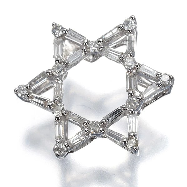 DIAMOND STAR PENDANT 18K 750 WHITE GOLD: Diamond Star Pendant 18K 750 White Gold Brand: Unbranded Type: Pendant Material: 18K / 750 / White Gold Main Stone/Creation Natural Color: White Gold Size: Design size: 18.5 x 16.0mm Bail