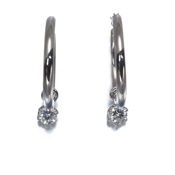 DIAMOND HOOP 2WAY EARRINGS PT: Diamond Hoop 2way Earrings Pt Brand: Unbranded Type: Earrings Material: Platinum Main Stone/Creation Natural Color: Platinum Size: Design Size Hoop: Approximately length 19.0 x width 20.0 x