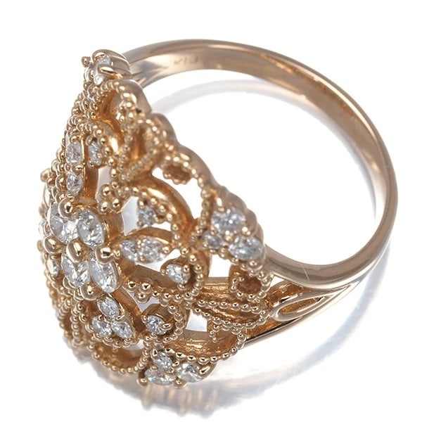 DIAMOND FLOWER MILGRAIN OPENWORK RING - 3