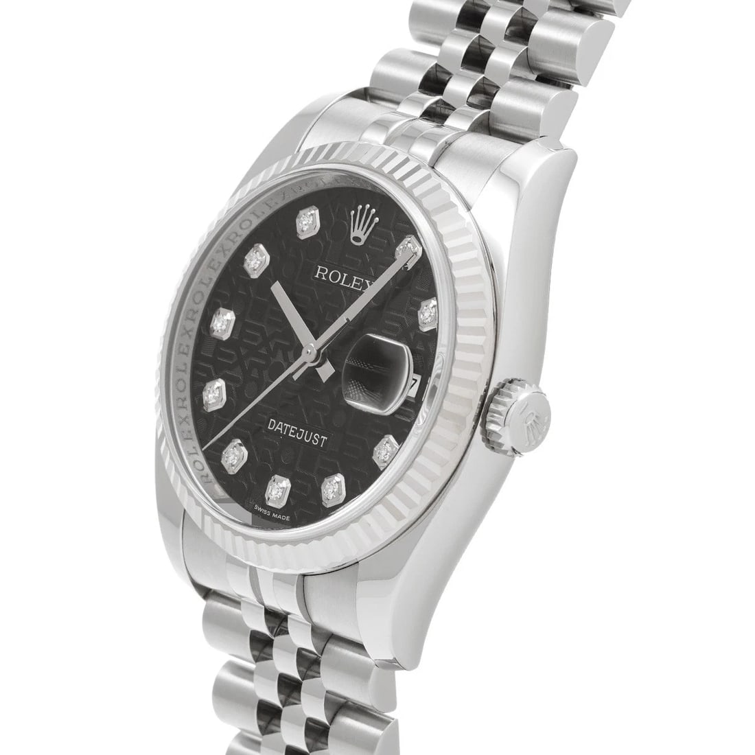 ROLEX DATEJUST BLACK COMPUTER DIAMOND WATCH - 2