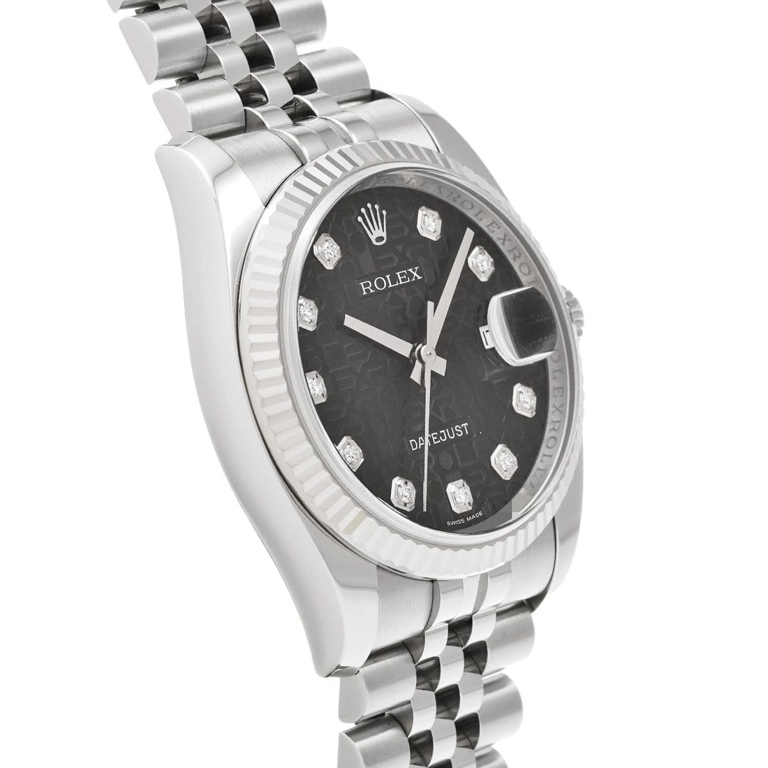 ROLEX DATEJUST BLACK COMPUTER DIAMOND WATCH - 3