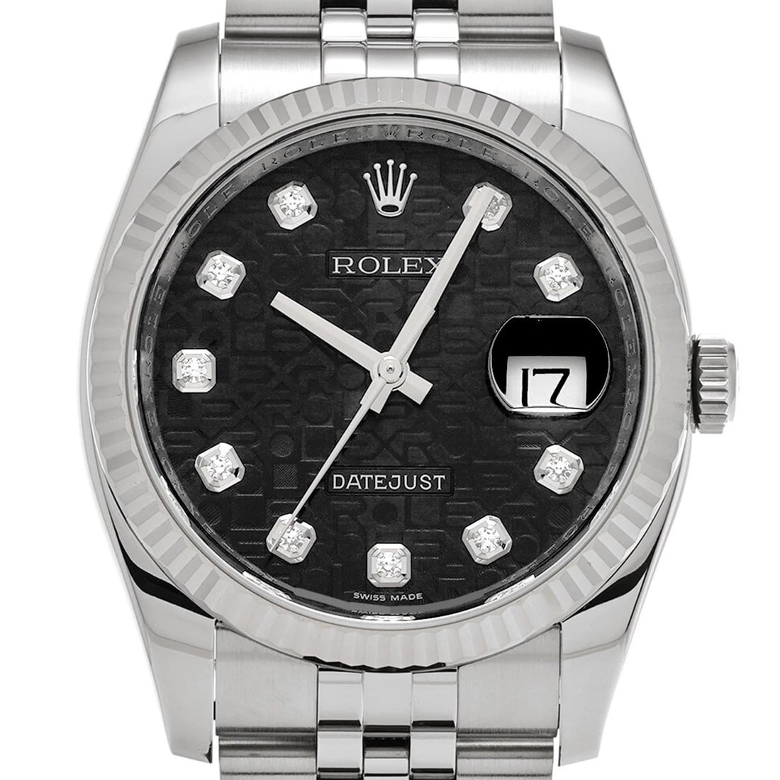 ROLEX DATEJUST BLACK COMPUTER DIAMOND WATCH - 4