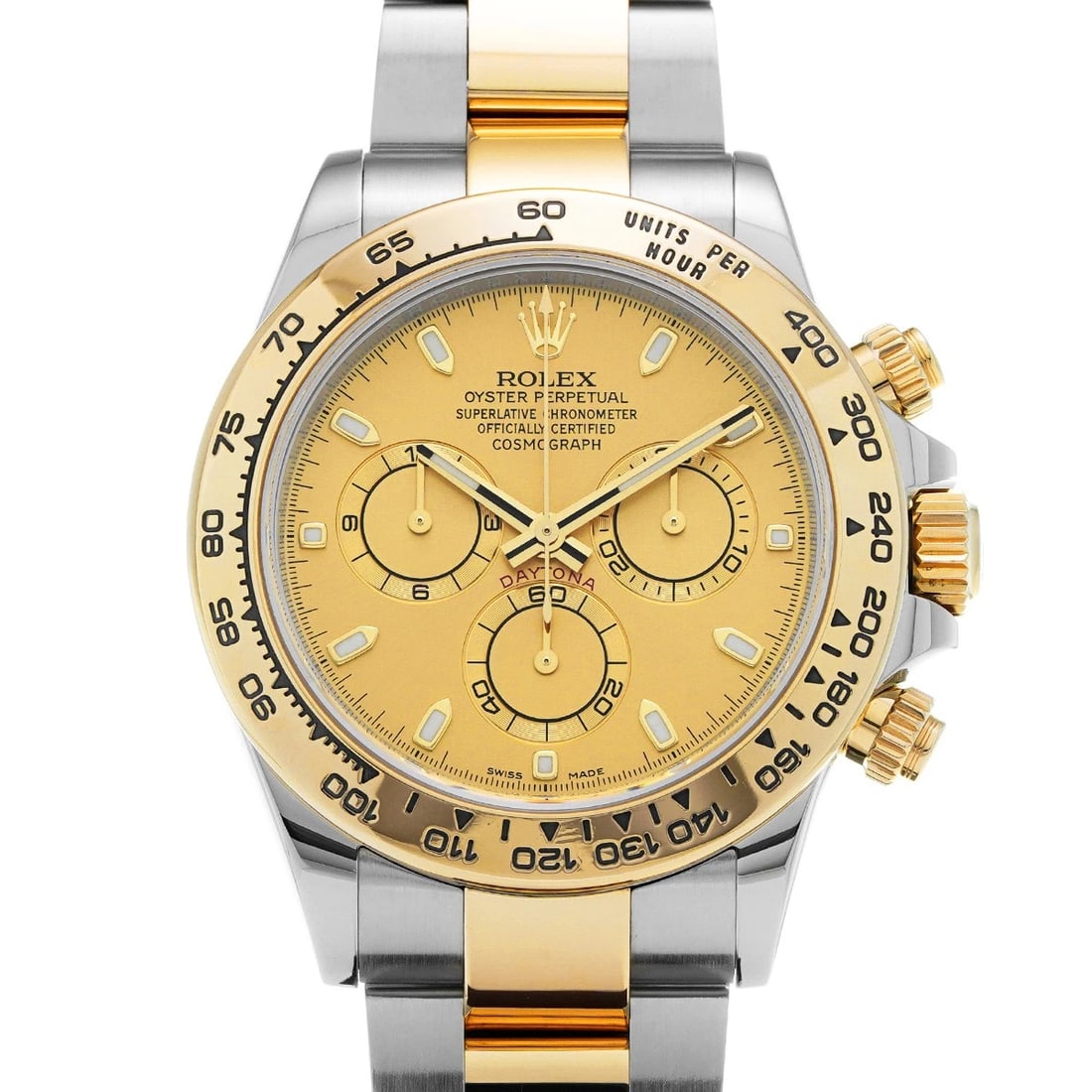 ROLEX COSMOGRAPH CHAMPAGNE WATCH: ROLEX Cosmograph Champagne Watch Brand: ROLEX Type: Wristwatch Material: Band Material Stainless steel/Yellow Gold, Case Material Stainless steel Color: Dial Color Champagne Size: ??Case?