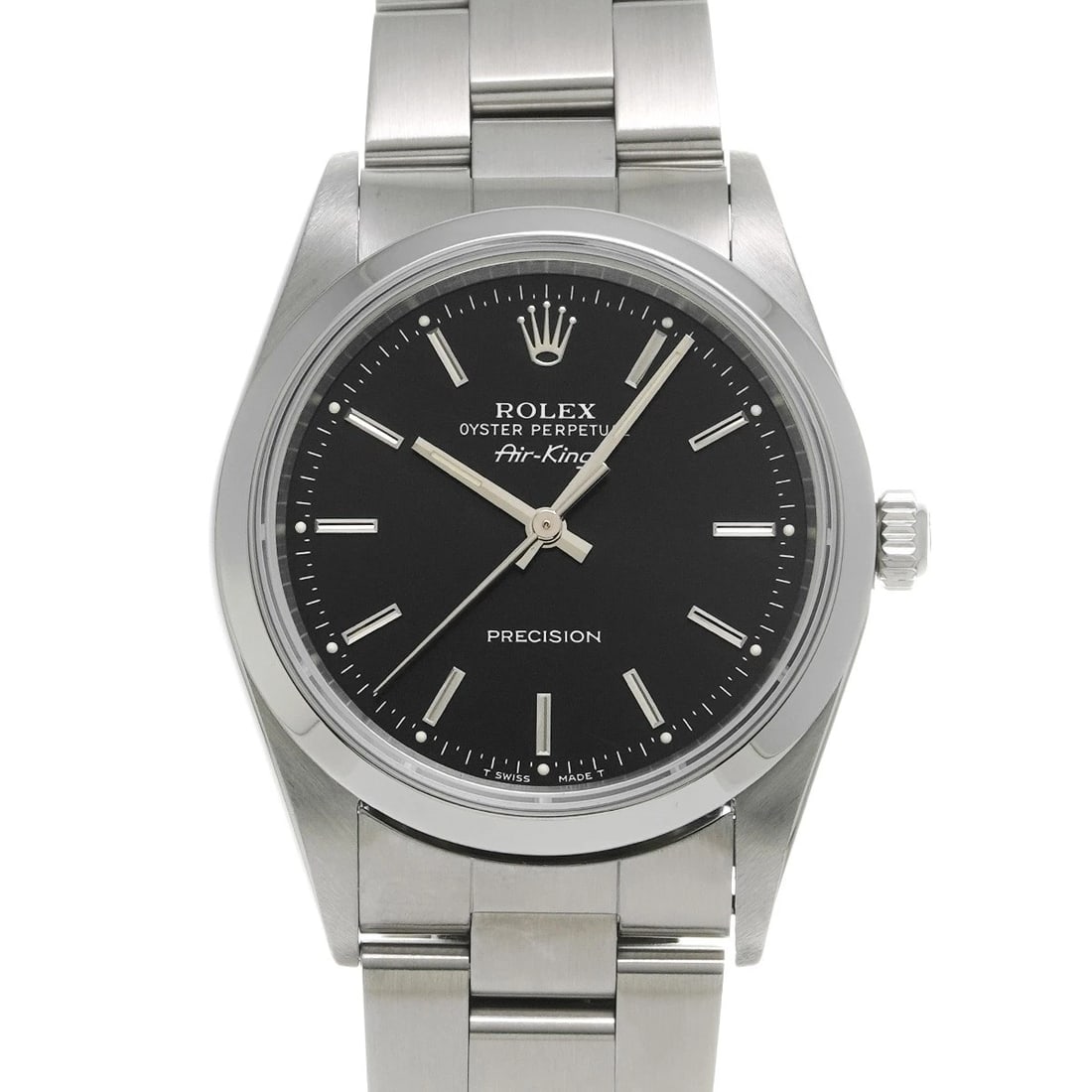 ROLEX AIR KING BLACK WATCH: ROLEX Air King black Watch Brand: ROLEX Type: Wristwatch Material: Band Material Stainless steel, Case Material Stainless steel Color: Dial Color black Size: ??Case? H/about 34mm W/about 34mm
