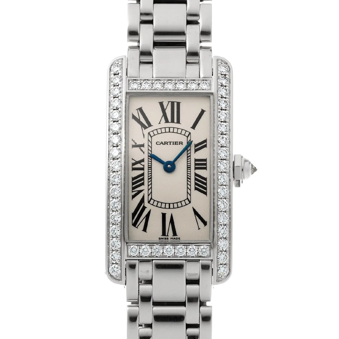 CARTIER TANK SILVER WATCH: CARTIER Tank Silver Watch Brand: CARTIER Type: Wristwatch Material: Band Material White gold, Case Material White gold Color: Dial Color Silver Size: ??Case? H/about 35mm W/about 19mm D/about 6.5m