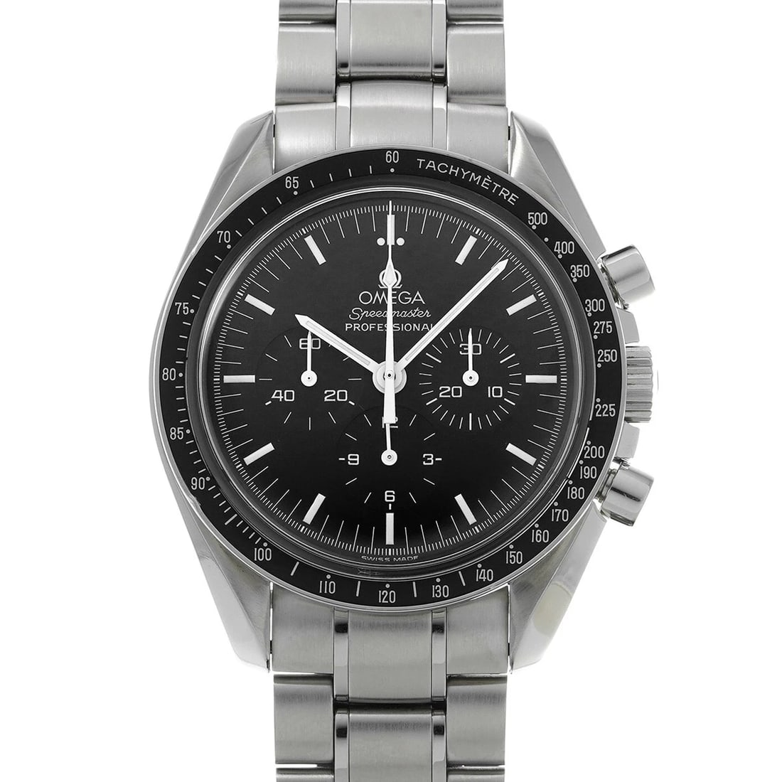 OMEGA SPEEDMASTER BLACK WATCH: OMEGA Speedmaster black Watch Brand: OMEGA Type: Wristwatch Material: Band Material Stainless steel, Case Material Stainless steel Color: Dial Color black Size: ??Case? H/about 42mm W/about