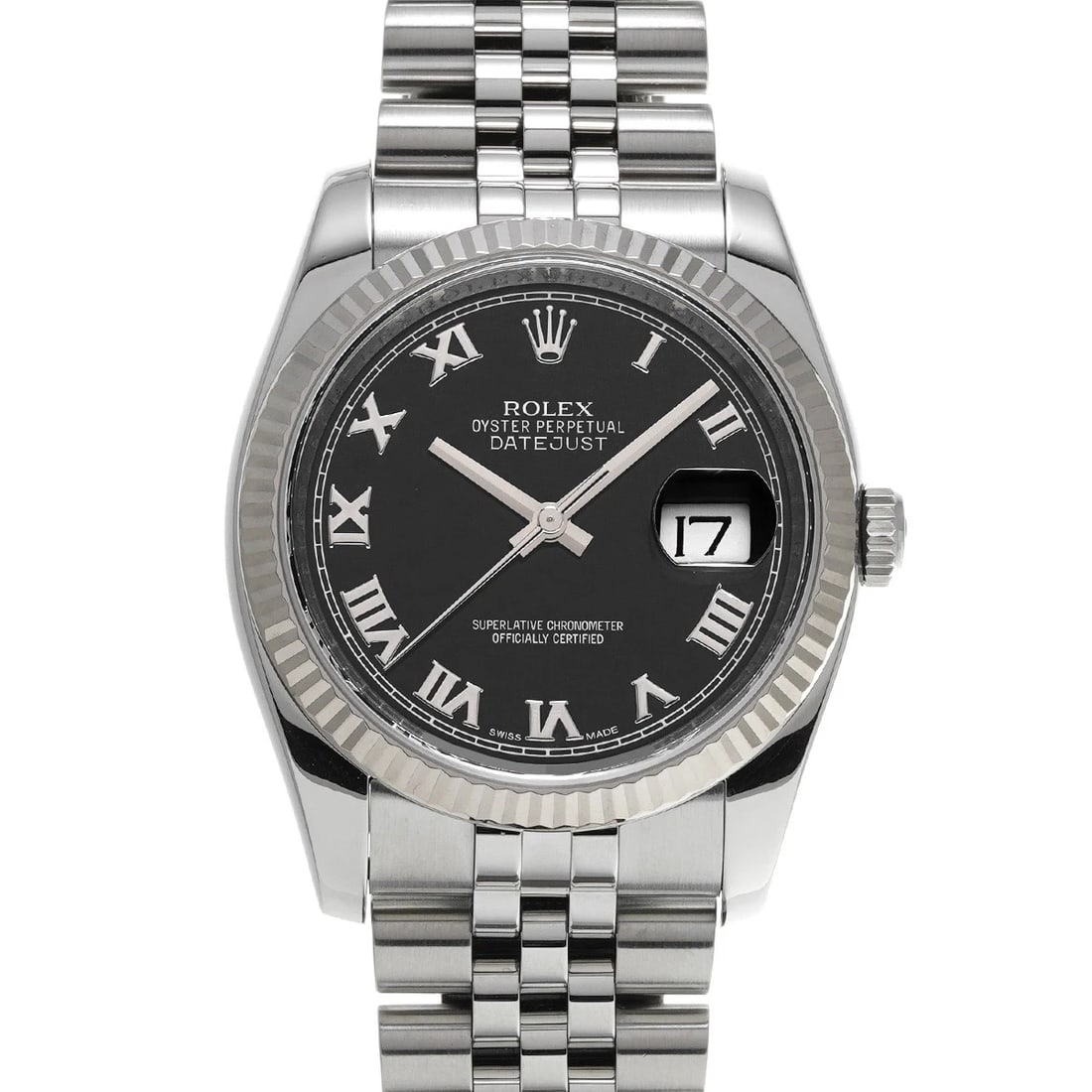 ROLEX DATEJUST BLACK WATCH: ROLEX Datejust black Watch Brand: ROLEX Type: Wristwatch Material: Band Material Stainless steel, Case Material Stainless steel Color: Dial Color black Size: ??Case? H/about 36mm W/about 36mm