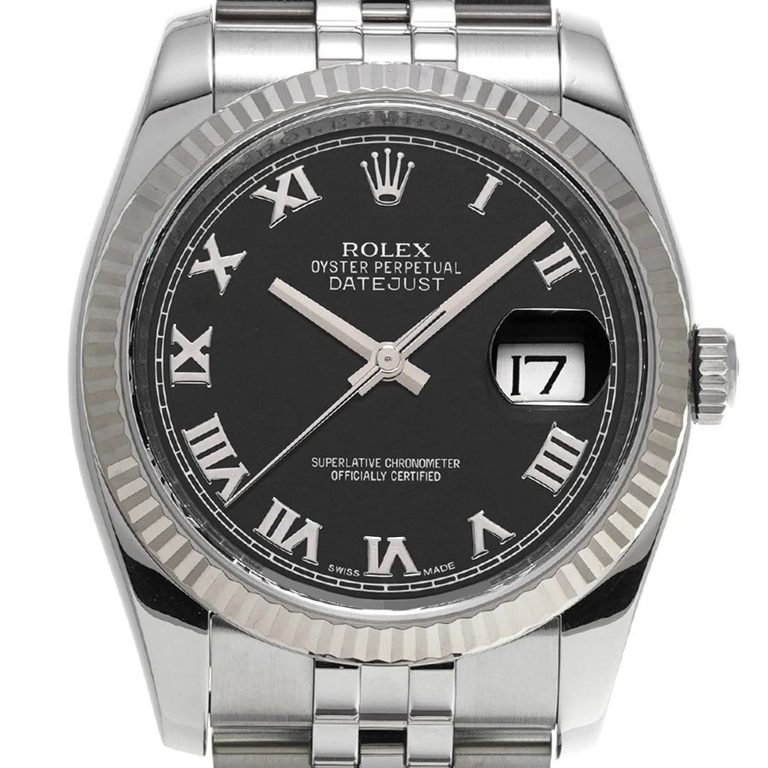 ROLEX DATEJUST BLACK WATCH - 4