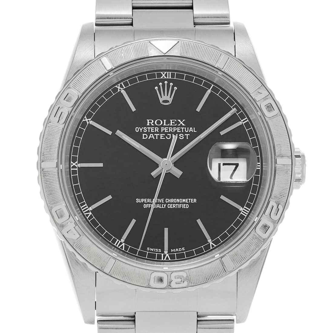 ROLEX DATEJUST BLACK WATCH - 4