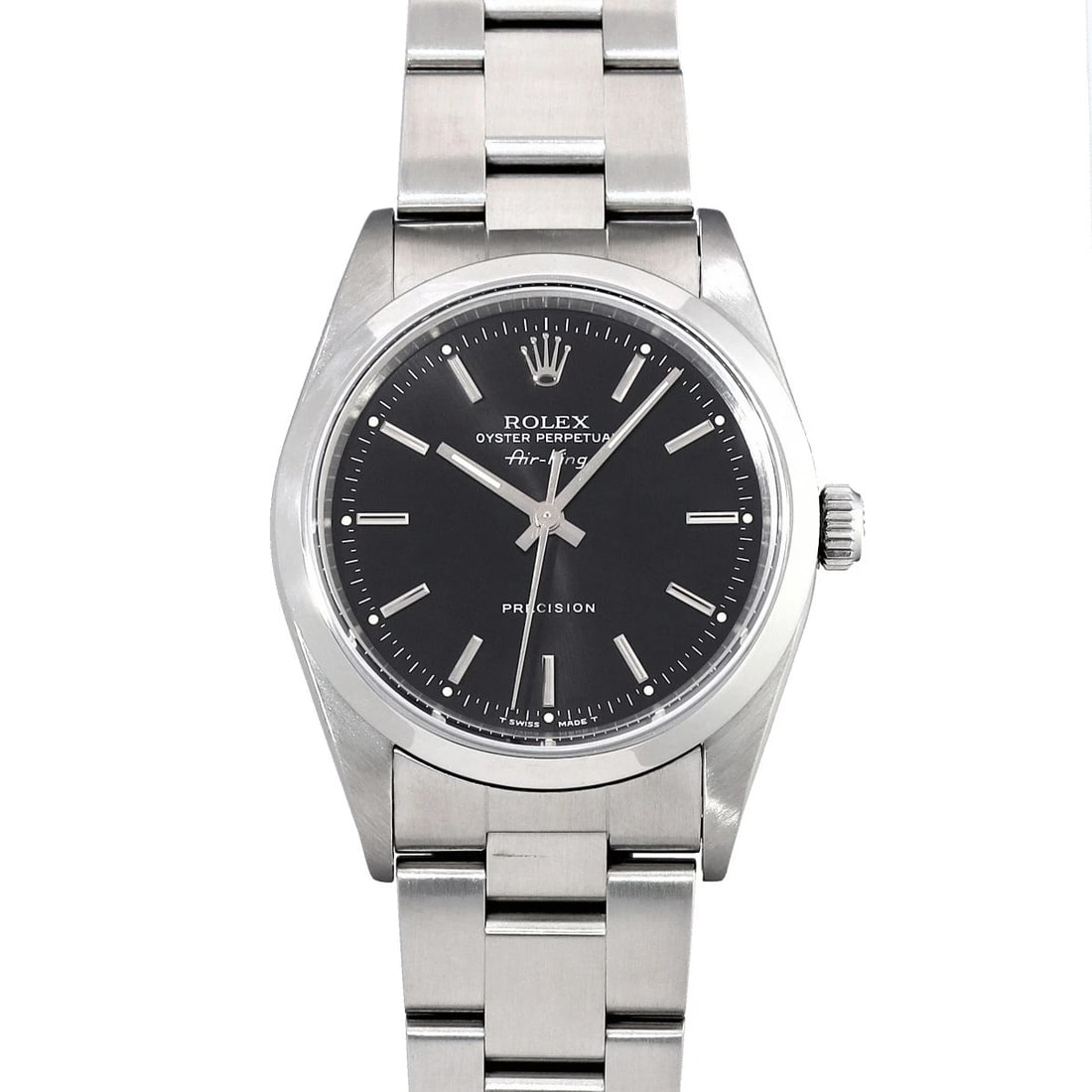 ROLEX AIR KING BLACK WATCH: ROLEX Air King black Watch Brand: ROLEX Type: Wristwatch Material: Band Material Stainless steel, Case Material Stainless steel Color: Dial Color black Size: ??Case? H/about 34mm W/about 34mm