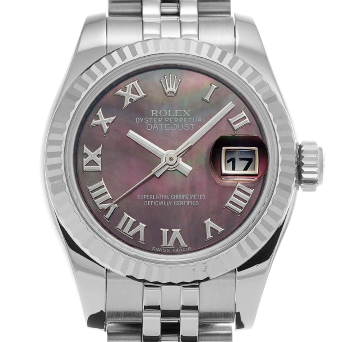 ROLEX DATEJUST BLACK SHELL WATCH - 4