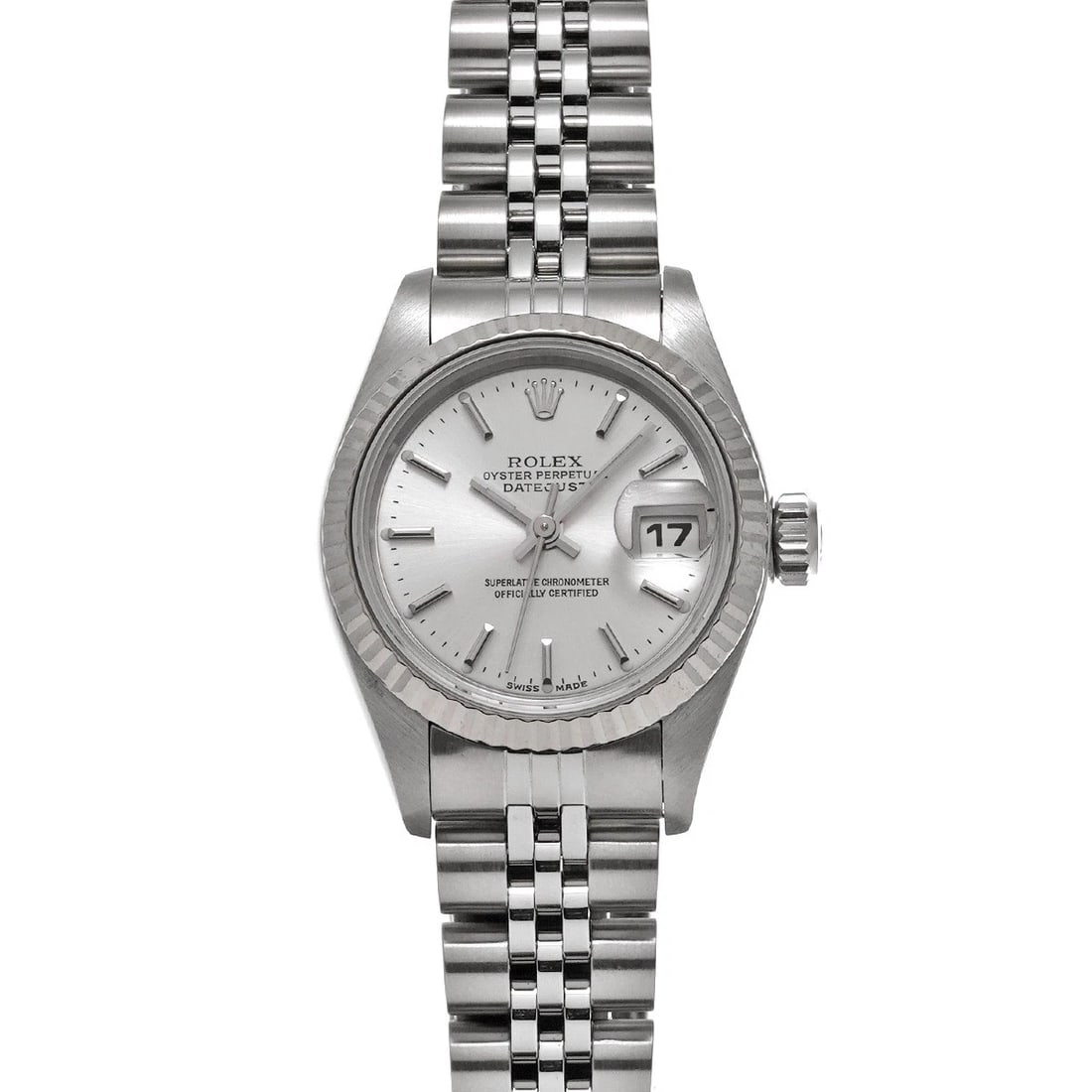 ROLEX DATEJUST SILVER WATCH: ROLEX Datejust Silver Watch Brand: ROLEX Type: Wristwatch Material: Band Material Stainless steel, Case Material Stainless steel Color: Dial Color Silver Size: ??Case? H/about 26mm W/about 26mm D/