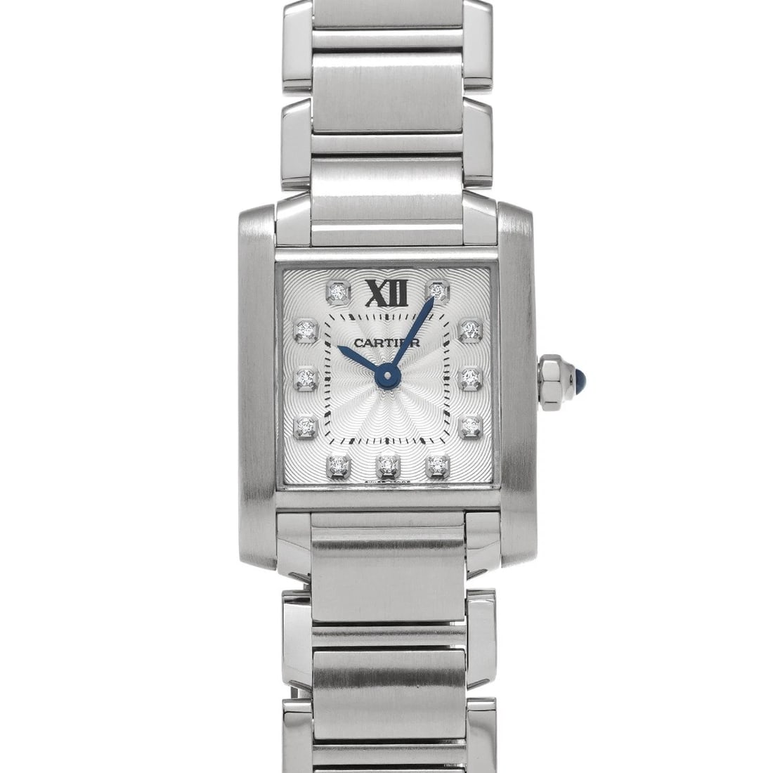 CARTIER TANK FRANCAISE SILVER DIAMOND WATCH: CARTIER Tank Francaise Silver diamond Watch Brand: CARTIER Type: Wristwatch Material: Band Material Stainless steel, Case Material Stainless steel Color: Dial Color Silver/diamond Size: