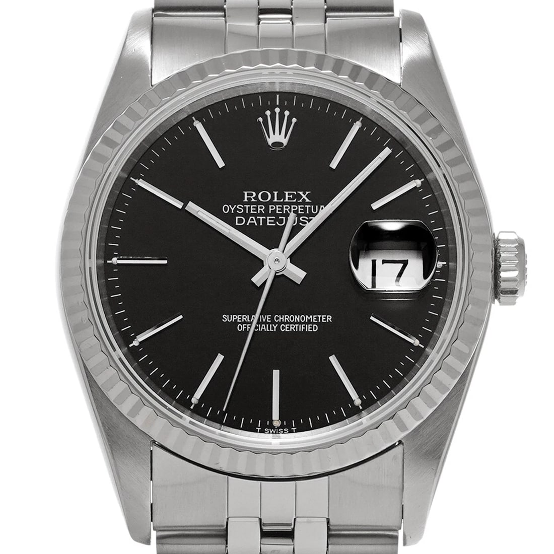 ROLEX DATEJUST BLACK WATCH - 4