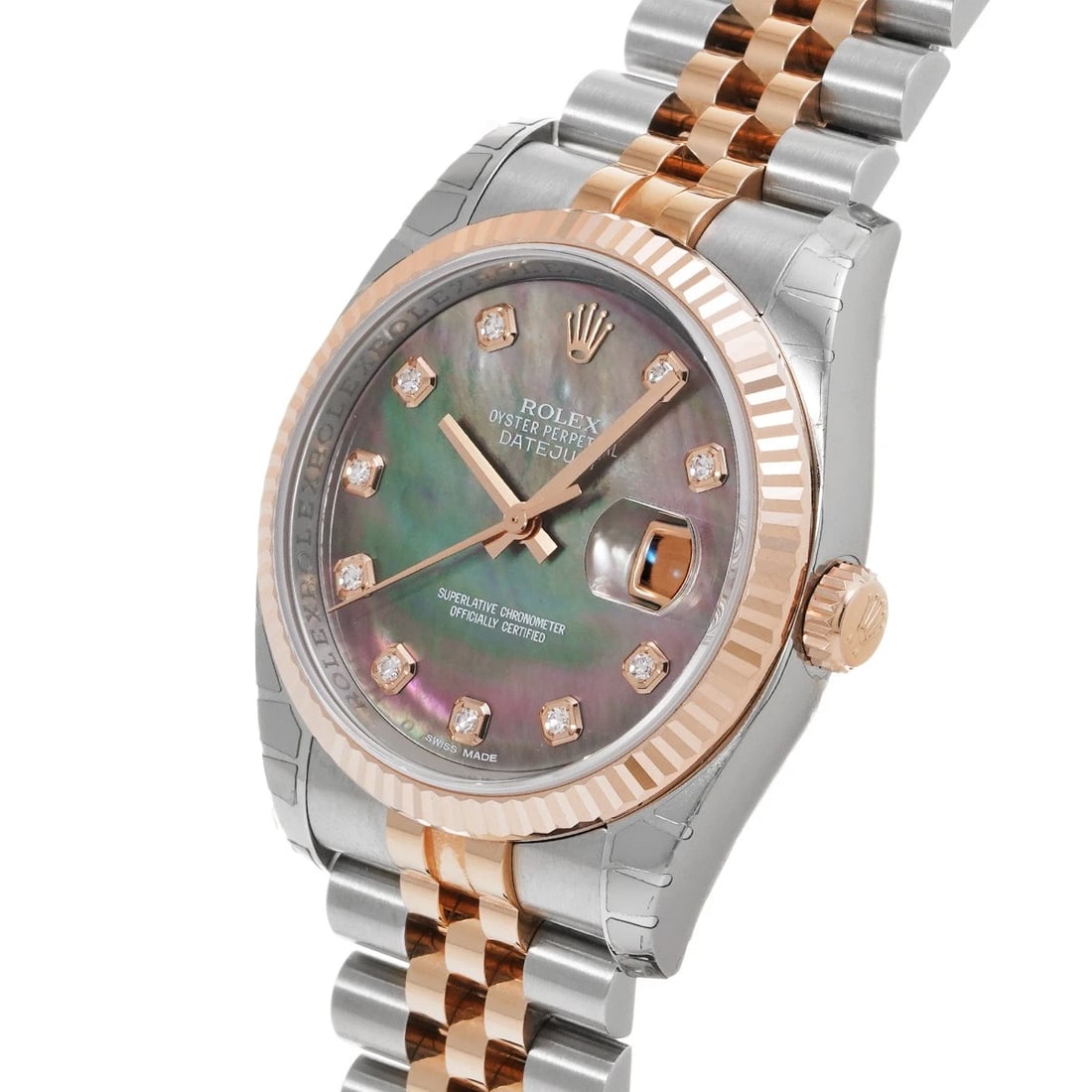 ROLEX DATEJUST BLACK SHELL DIAMOND WATCH - 2