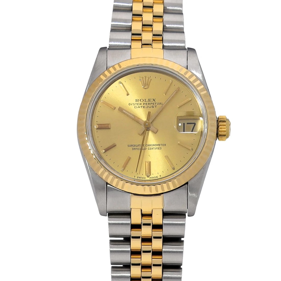 ROLEX DATEJUST CHAMPAGNE WATCH: ROLEX Datejust Champagne Watch Brand: ROLEX Type: Wristwatch Material: Band Material Stainless steel/Yellow Gold, Case Material Stainless steel Color: Dial Color Champagne Size: ??Case? H/about 31
